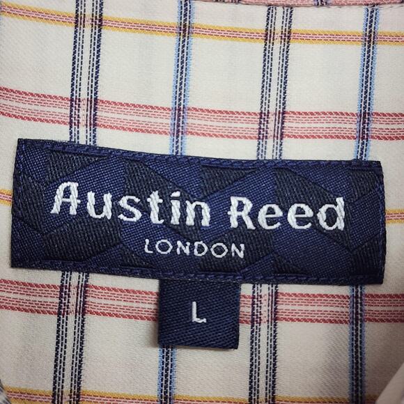 Austin Reed Shirt Mens Large Multicolor Plaid Button Down Long Sleeve Cotton Vtg - Picture 3 of 8